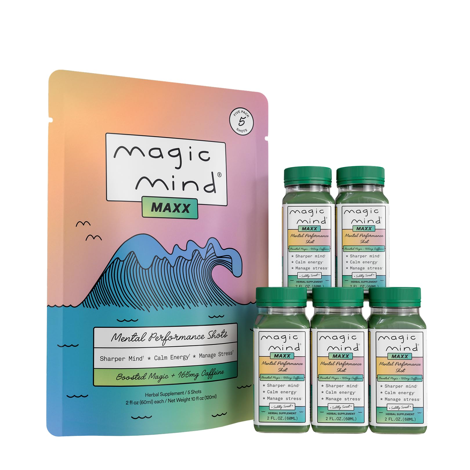 Magic Mind MAXX energy focus drink shot ashwagandha matcha mushrooms caffeine no jitters 2 fl oz