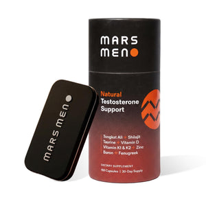 MARS MEN testosterone booster capsules men Tongkat Ali Fenugreek Shilajit Boron libido energy muscle growth support tin 30 servings