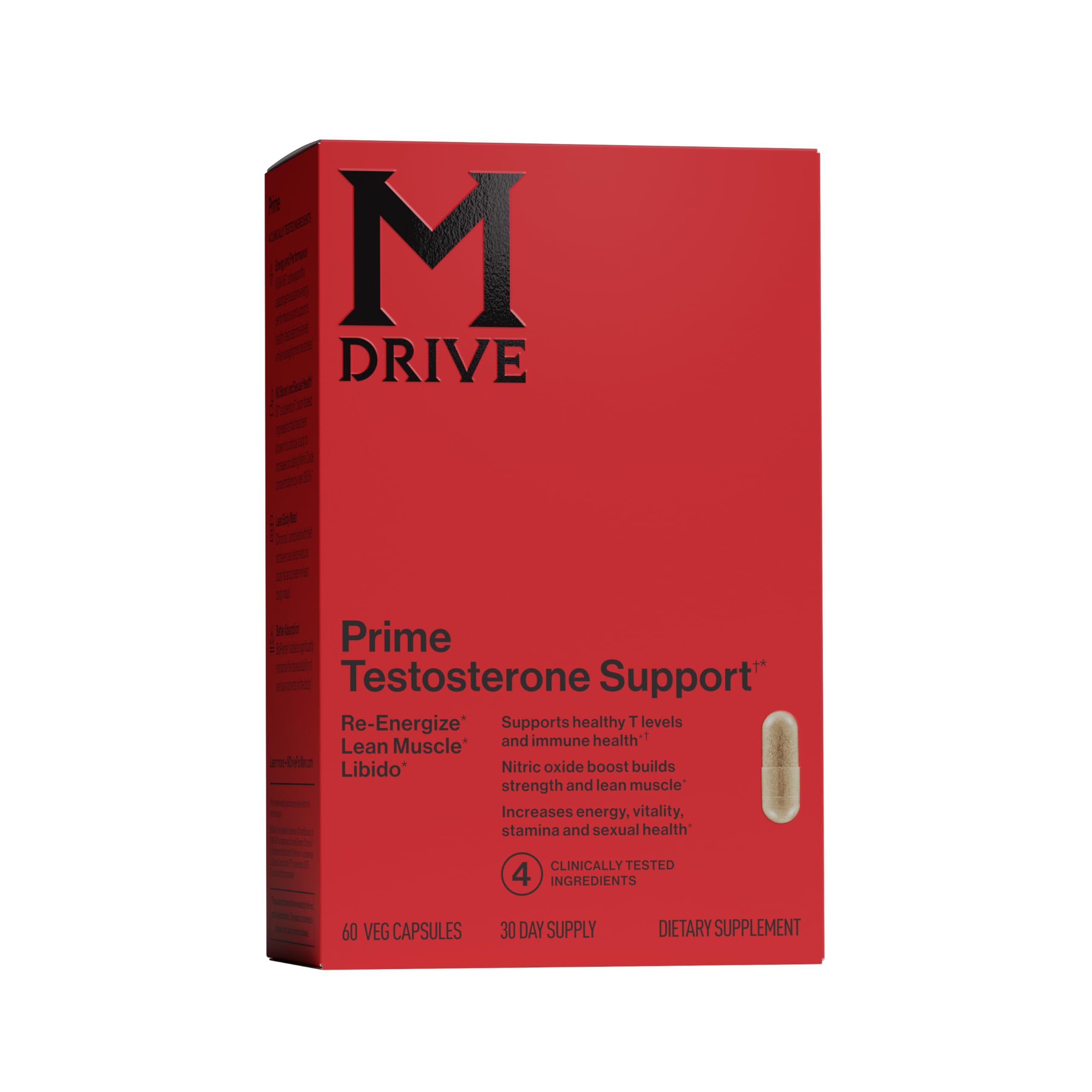 Mdrive Prime testosterone support capsules men KSM-66 Ashwagandha S7 nitric oxide DHEA energy focus lean muscle performance 60 capsules bottle