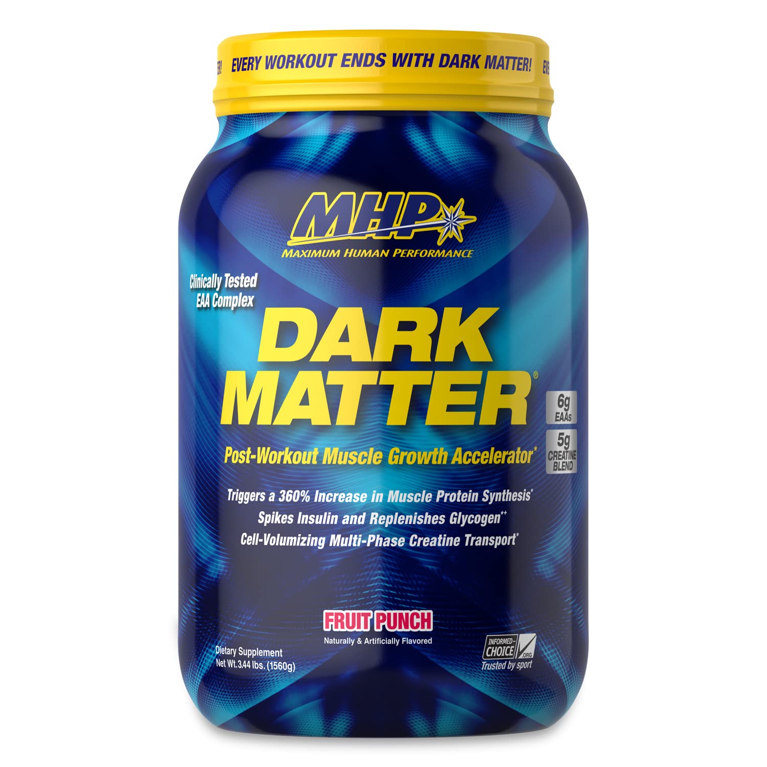 MHP Dark Matter post workout creatine waxy maize carbs EAA recovery accelerator fruit punch 20 servings