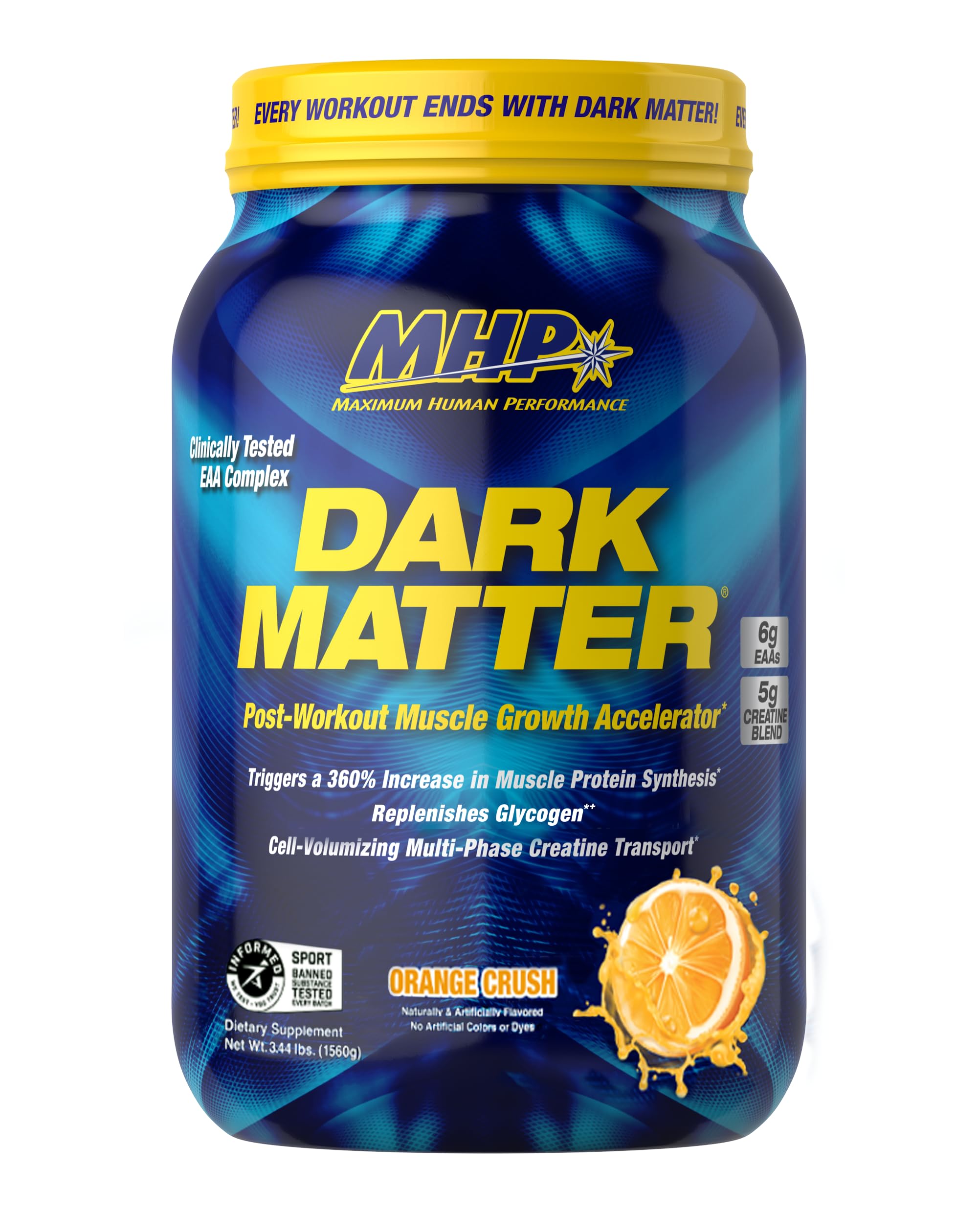 MHP Dark Matter post workout creatine waxy maize carbs EAA recovery accelerator orange crush 20 servings