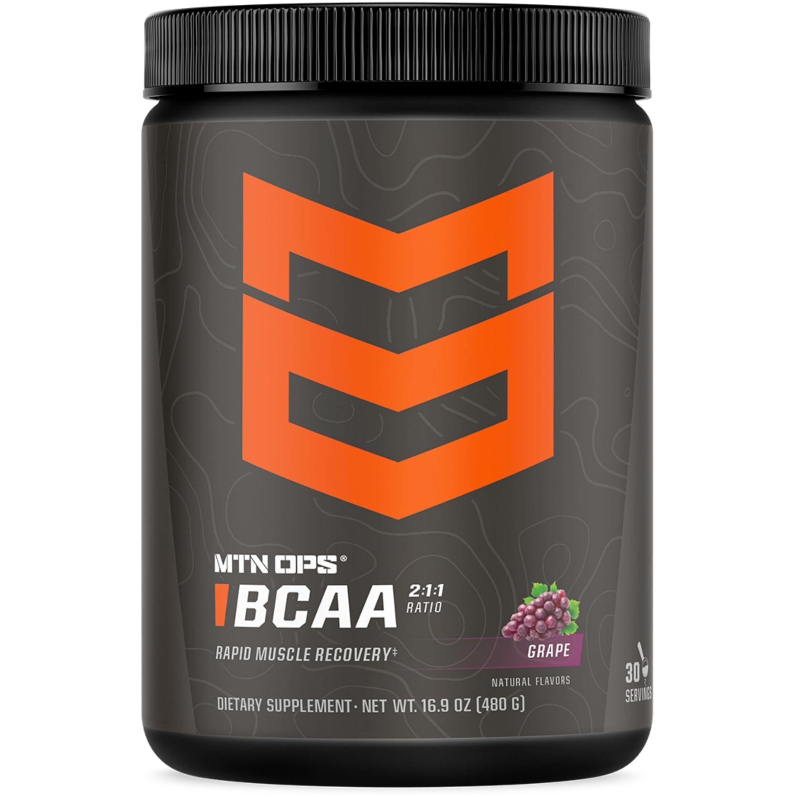 MTN OPS BCAA powder 2 1 1 grape flavor zero sugar amino acids gluten free 30 servings muscle recovery supplement