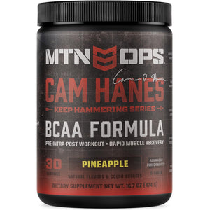 MTN OPS BCAA powder 2 1 1 pineapple flavor zero sugar amino acids gluten free 30 servings muscle recovery supplement