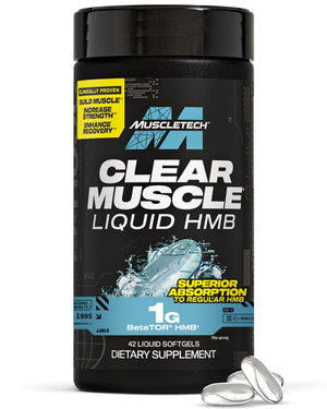 MuscleTech Clear Muscle HMB 1000mg liquid softgels muscle recovery lean muscle supplement 42 count