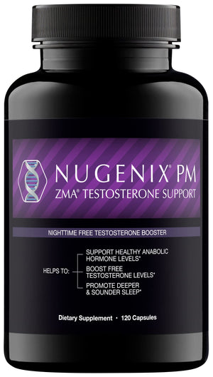 Nugenix PM ZMA tablets men nighttime testosterone support sleep recovery zinc magnesium vitamin B6 performance supplement 120 count bottle