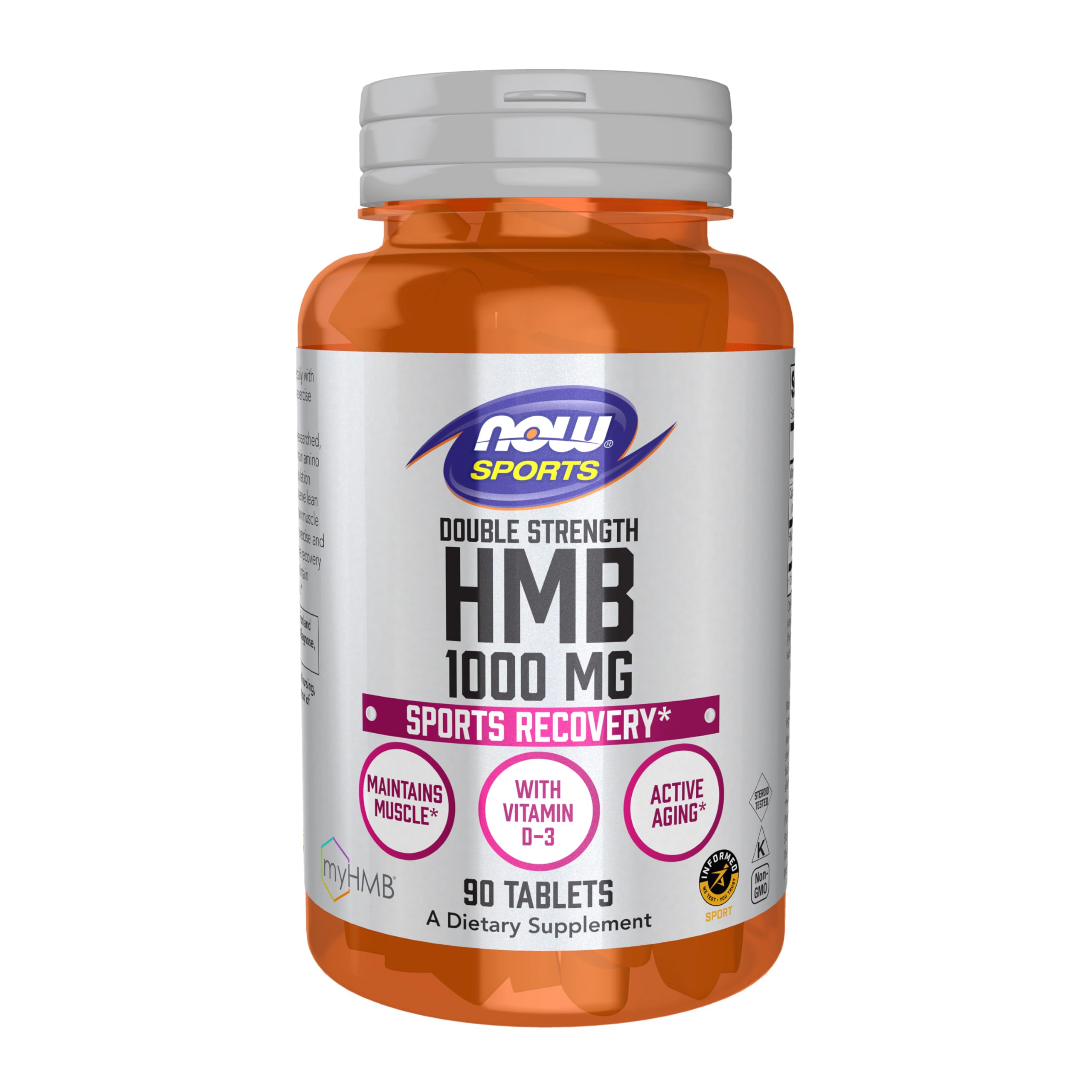 NOW Foods HMB 1000mg double strength tablets muscle preservation recovery strength supplement 90 count sports nutrition