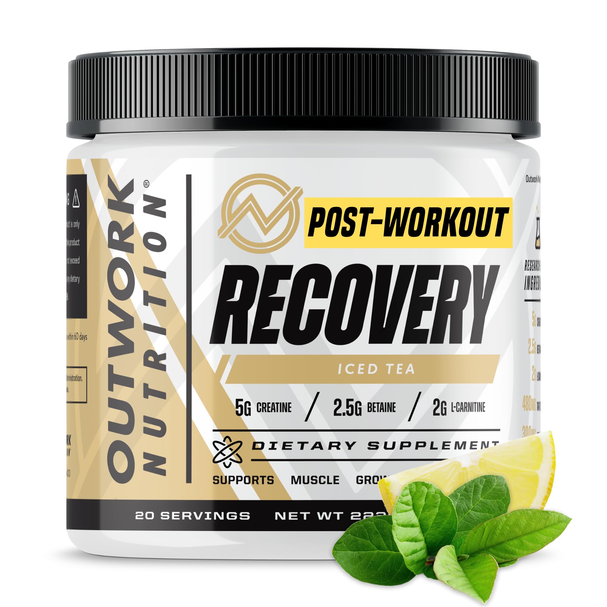 Outwork Nutrition post workout recovery powder iced tea creatine ashwagandha tart cherry muscle recovery supplement 240g