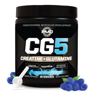 PMD Sports CG5 creatine L glutamine powder blue raspberry muscle strength recovery performance supplement 30 servings