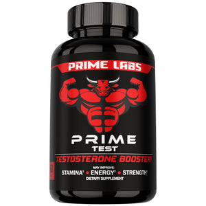 Prime Labs testosterone booster supplement for men stamina endurance strength performance support 60 caplets bottle