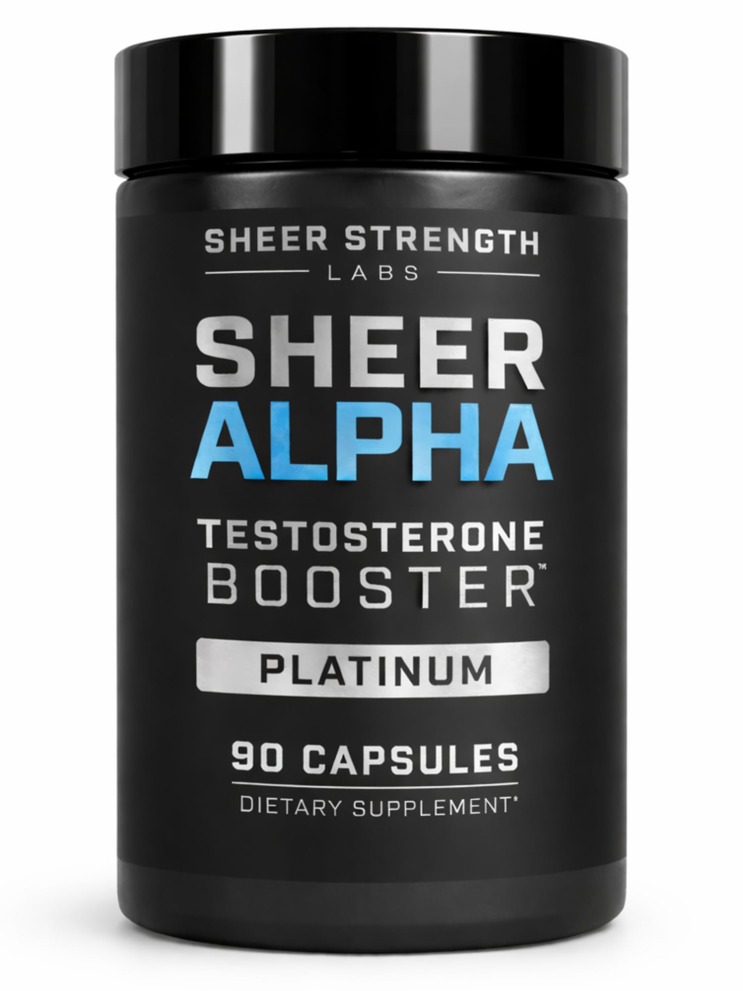 Sheer Alpha testosterone booster for men clinically backed formula with Fadogia Agrestis Tongkat Ali Shilajit energy strength support 30 servings bottle