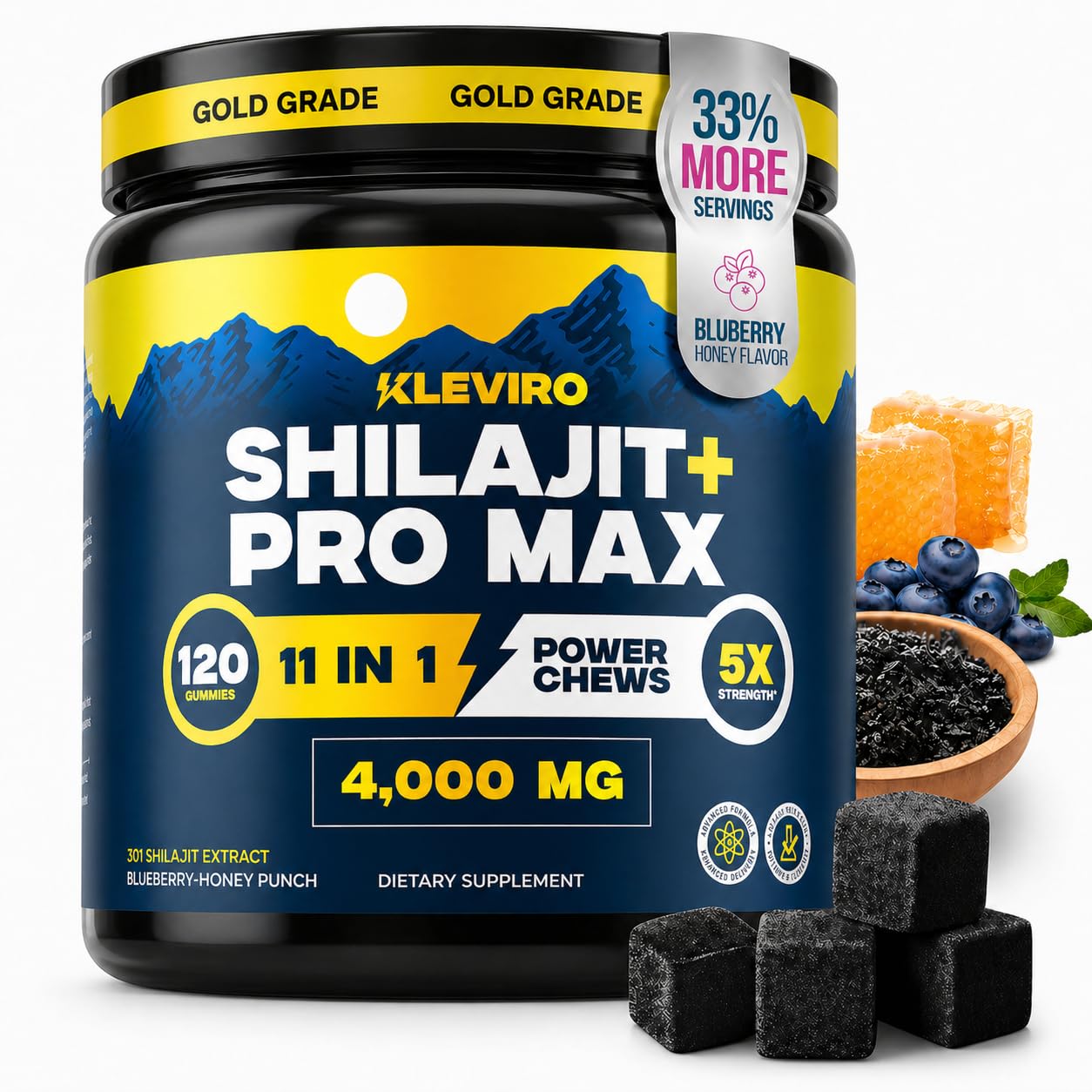 Shilajit Pro Max gummies men testosterone booster Tongkat Ali Fadogia Ashwagandha Himalayan Shilajit fulvic acid Manuka honey 11 in 1 formula bottle