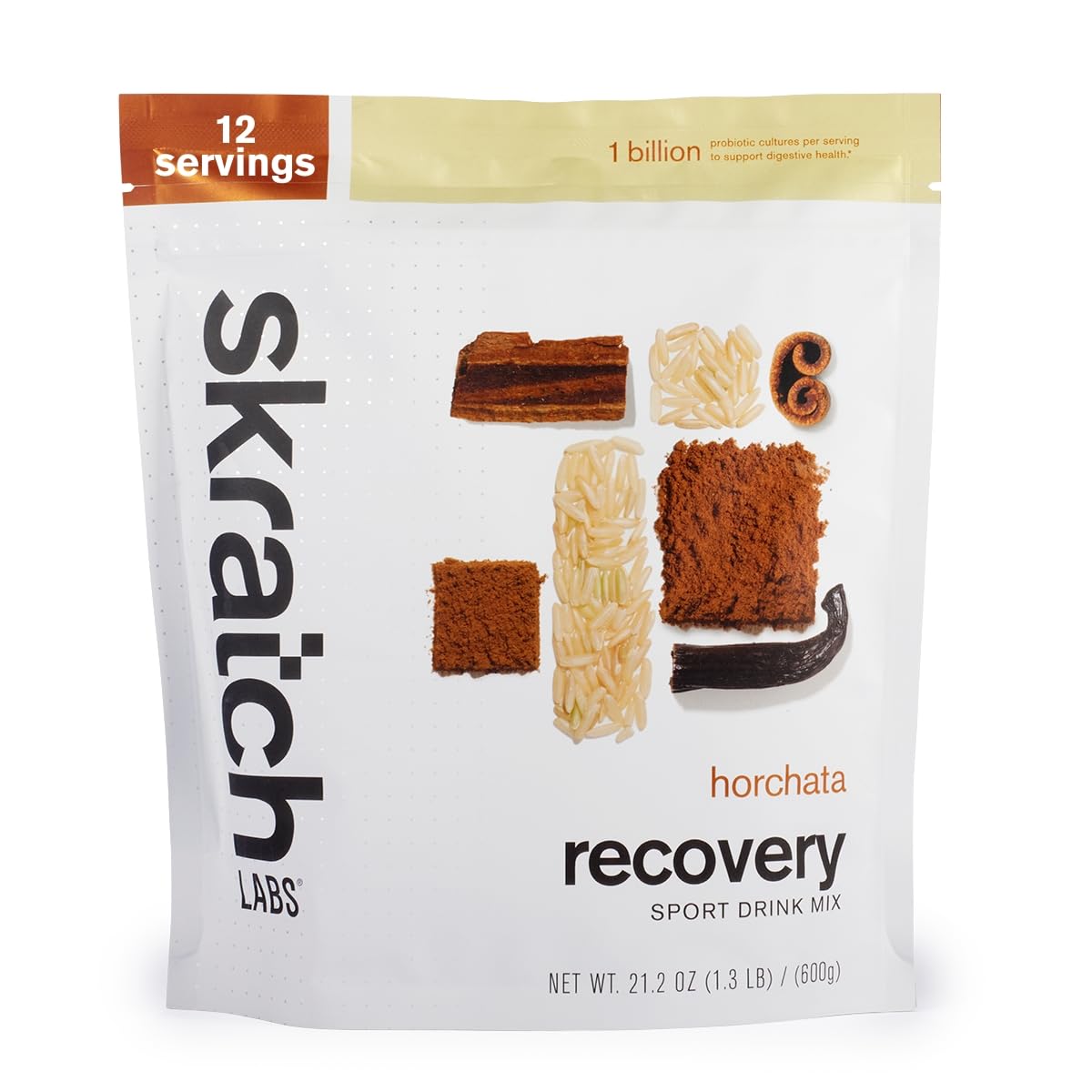 Skratch Labs horchata post workout recovery drink whey casein protein probiotics 12 servings