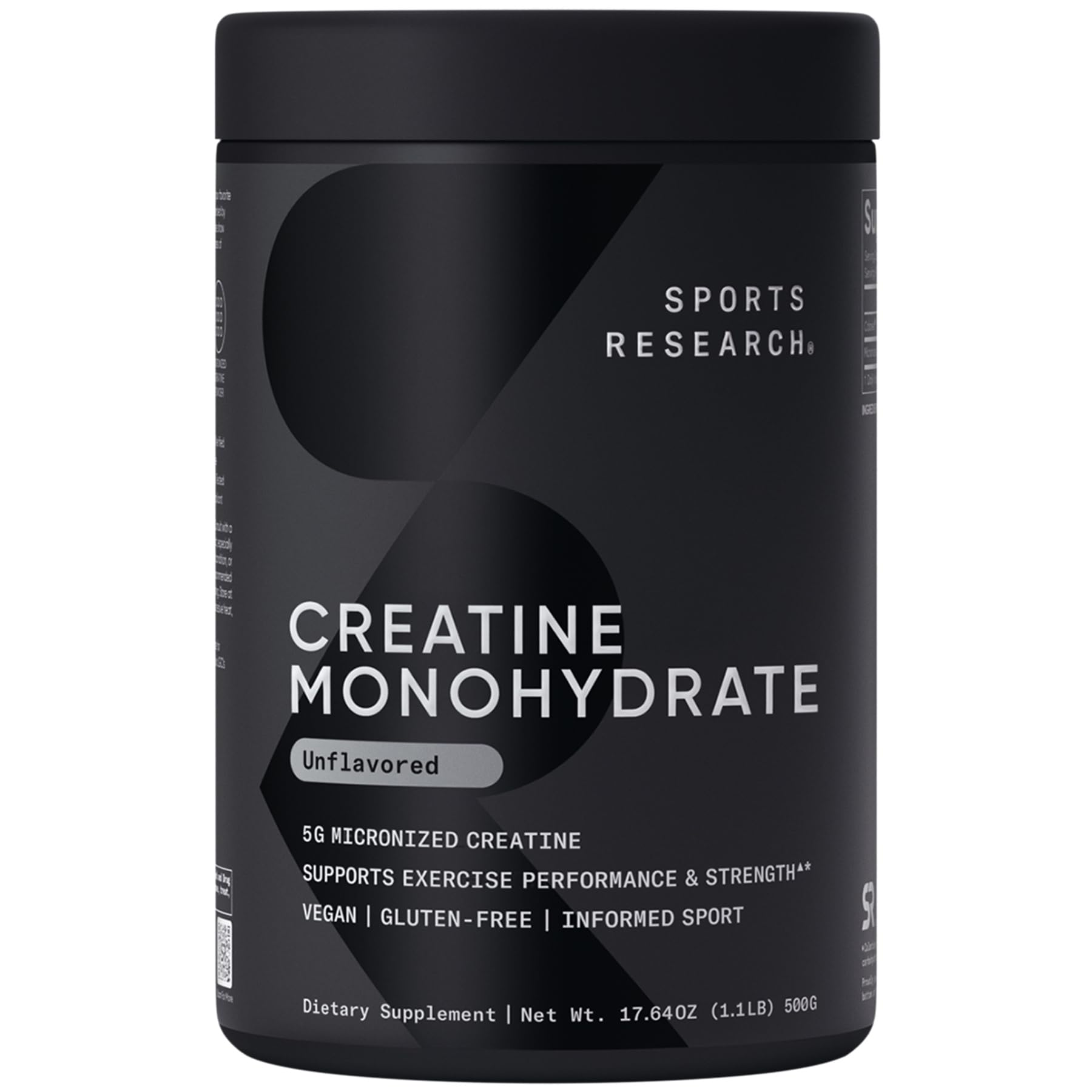 Sports Research creatine monohydrate micronized powder 5g muscle strength recovery supplement unflavored 17.64 oz