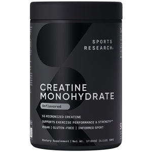 Sports Research creatine monohydrate micronized powder 5g muscle strength recovery supplement unflavored 17.64 oz