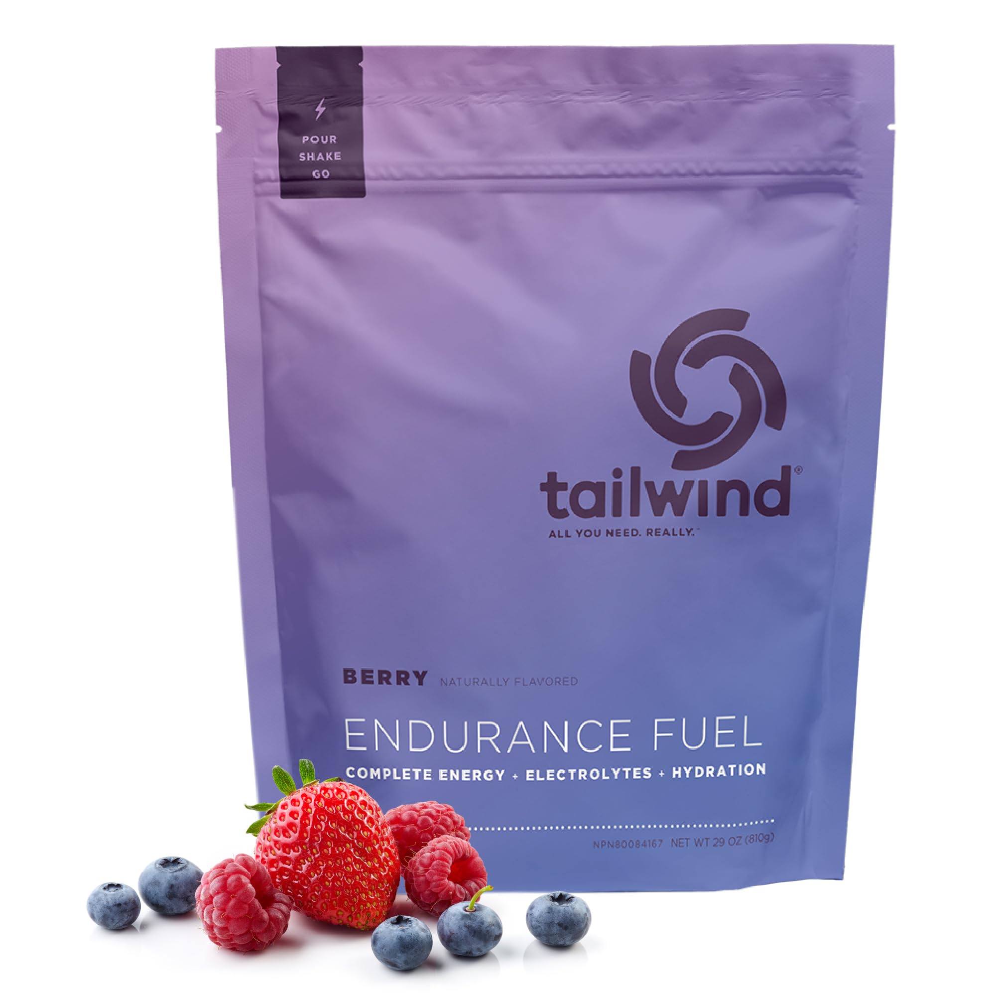 Tailwind Nutrition Endurance Fuel berry carb electrolyte drink mix vegan gluten free endurance sports nutrition 30 servings