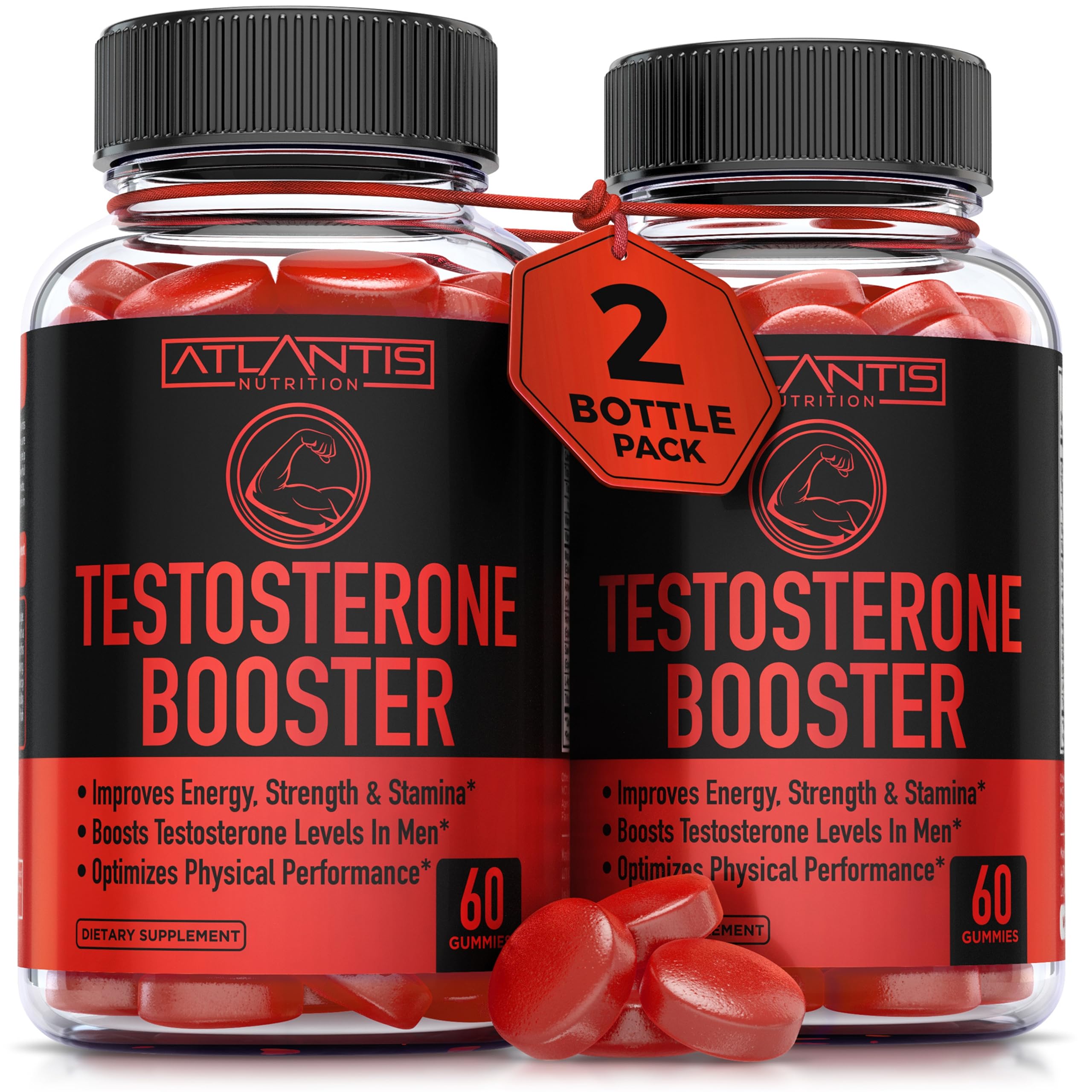men testosterone booster gummies Tribulus Maca Horny Goat Weed strength stamina energy male performance support 120 gummies 2 pack bottle