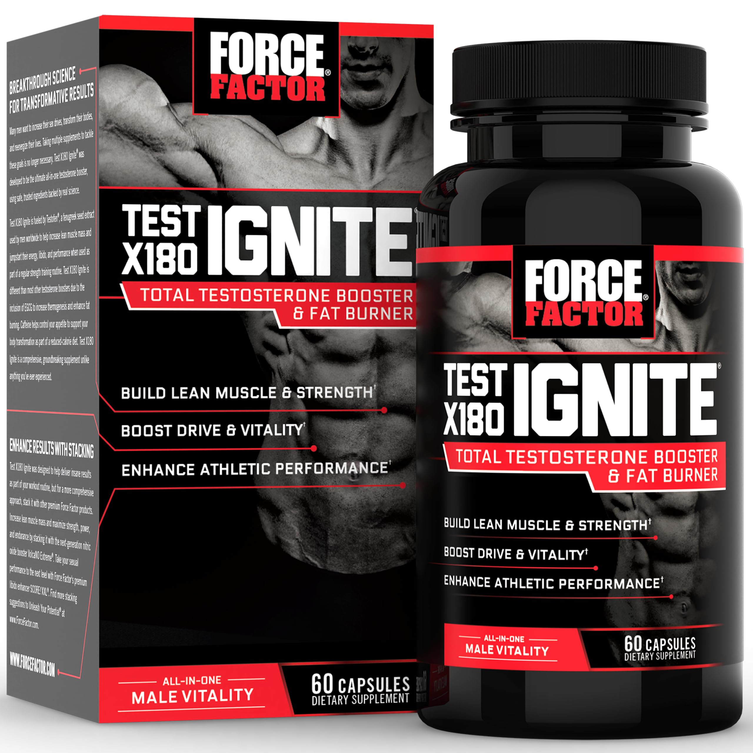 Testosterone booster supplement for men with Fenugreek seed and Green Tea extract supporting energy, lean muscle growth, strength and performance