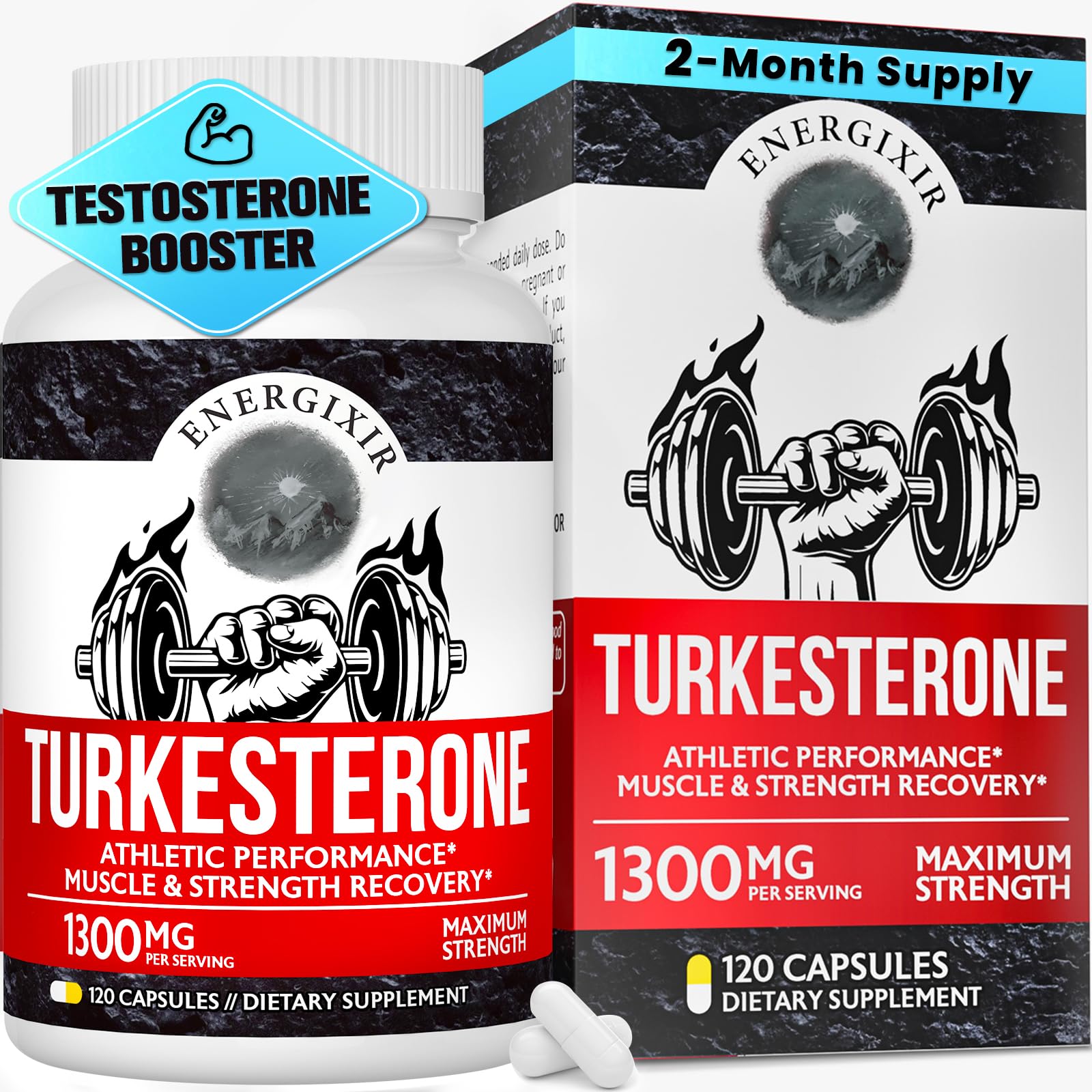 men testosterone booster capsules energy strength stamina endurance muscle growth recovery performance supplement 60 day supply bottle