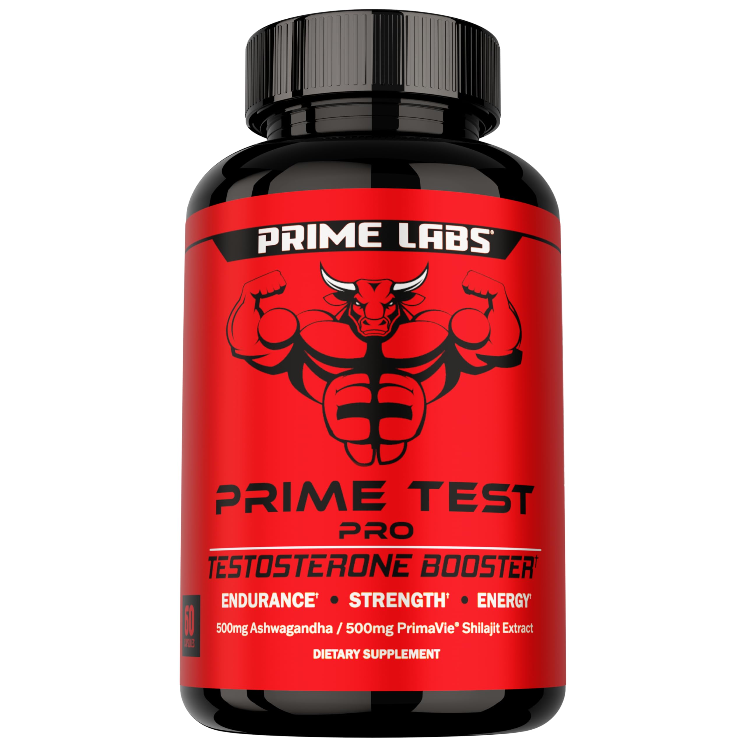 Prime Labs Prime Test Pro testosterone booster capsules men Ashwagandha Shilajit DIM energy vitality performance support 60 capsules bottle