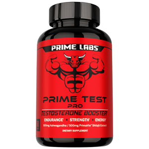 Prime Labs Prime Test Pro testosterone booster capsules men Ashwagandha Shilajit DIM energy vitality performance support 60 capsules bottle