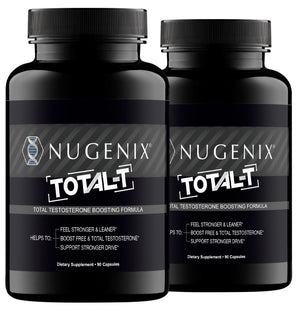 Nugenix Total-T testosterone booster tablets men free total testosterone energy strength stamina performance support 180 count bottle