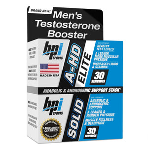 BPI Sports A-HD Elite testosterone booster capsules men muscle strength libido performance fat loss support 550mg 30 servings bottle