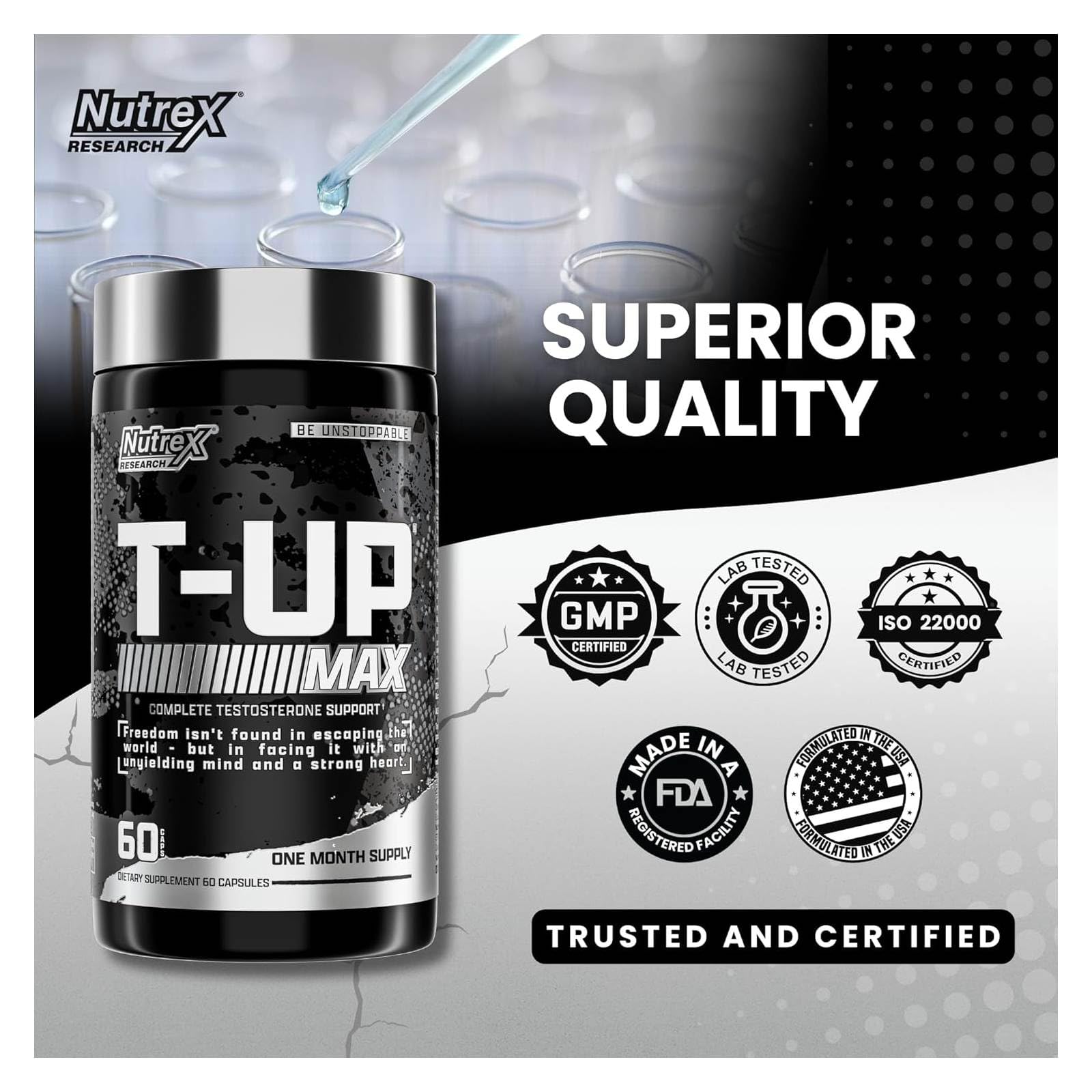 men testosterone booster capsules Nutrex T-UP muscle strength recovery performance support 60 capsules bottle