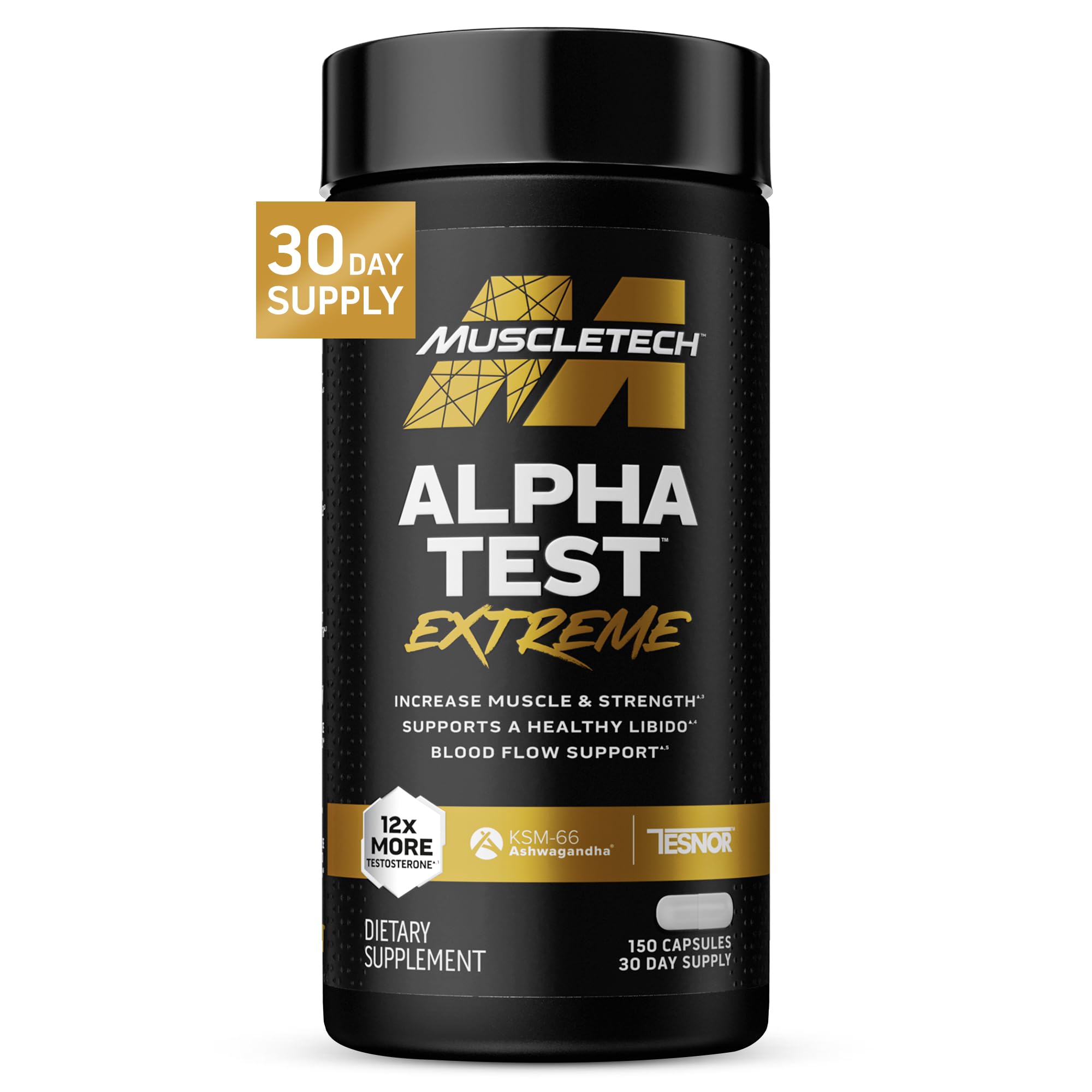 MuscleTech AlphaTest testosterone booster capsules men strength endurance muscle growth workout performance sports nutrition 150 capsules bottle