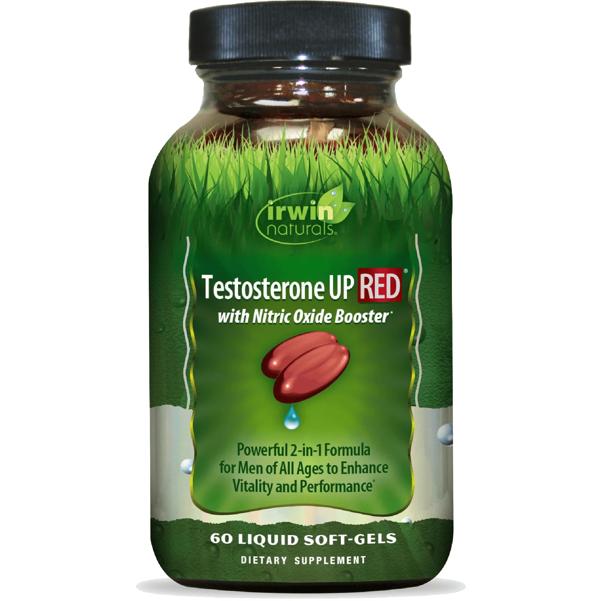 Irwin Naturals Testosterone Up Red softgels men energy strength libido testosterone support herbal blend 60 softgels bottle