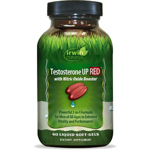 Irwin Naturals Testosterone Up Red softgels men energy strength libido testosterone support herbal blend 60 softgels bottle