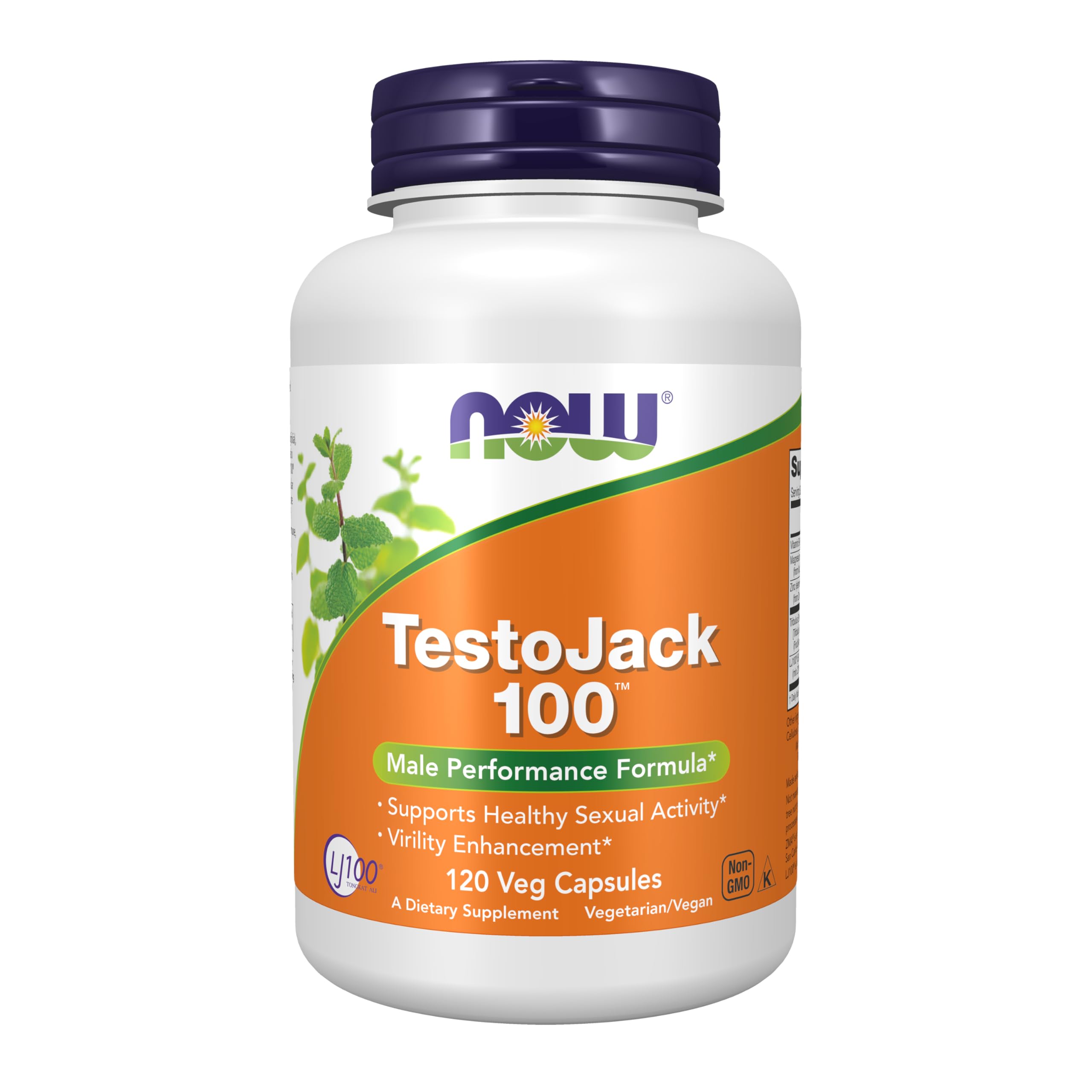 NOW Foods TestoJack 100 capsules men LJ100 Tongkat Ali Tribulus ZMA testosterone support energy strength performance 120 veg capsules bottle