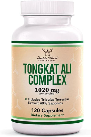 Double Wood Tongkat Ali extract 200:1 high potency supplement for men 1000mg with Tribulus Terrestris testosterone energy support capsules