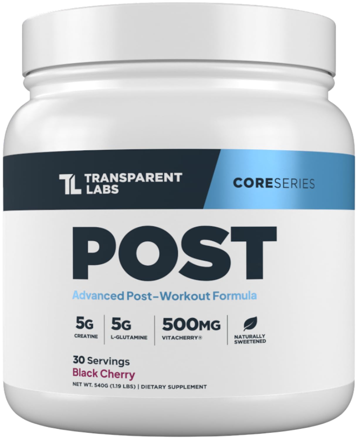 Transparent Labs Post workout glutamine beta alanine betaine recovery muscle builder black cherry 30 servings