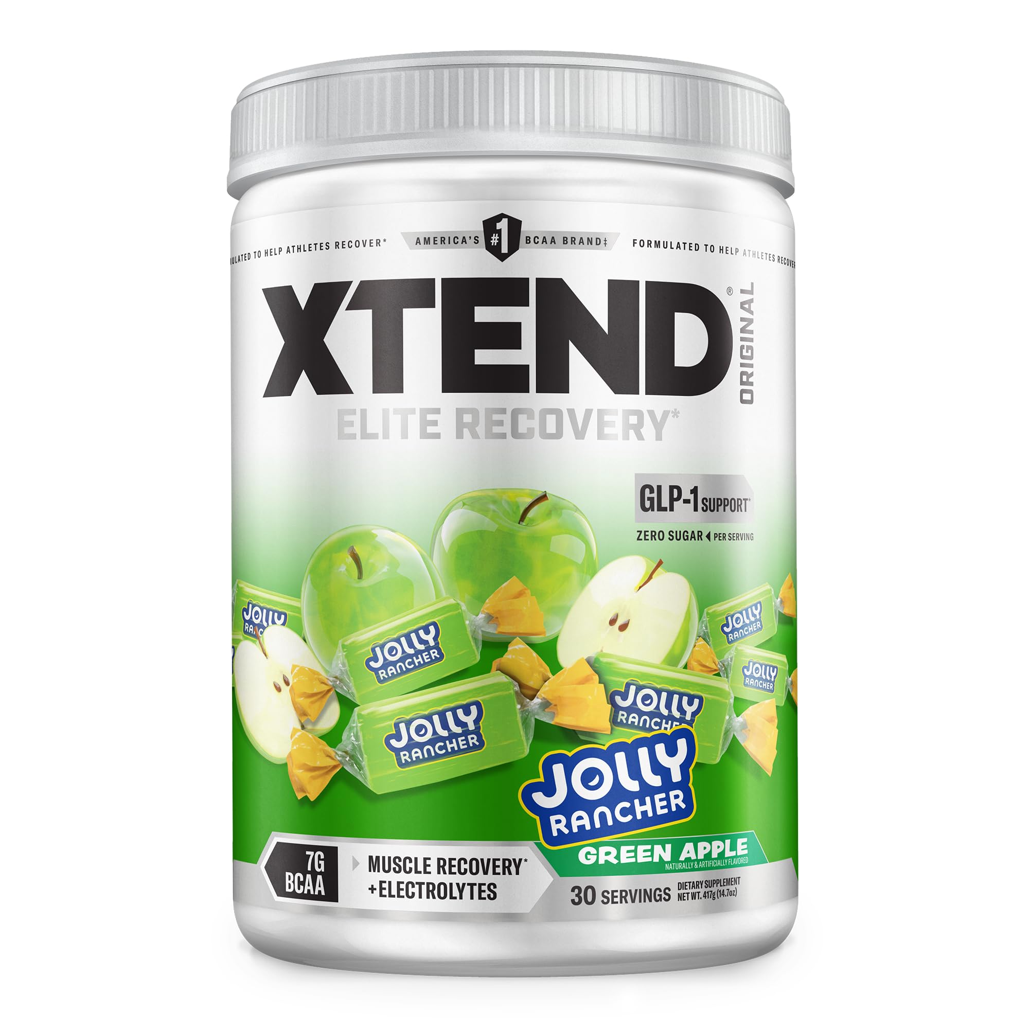 Xtend Original BCAA powder green apple jolly rancher glutamine electrolytes recovery drink 30 servings